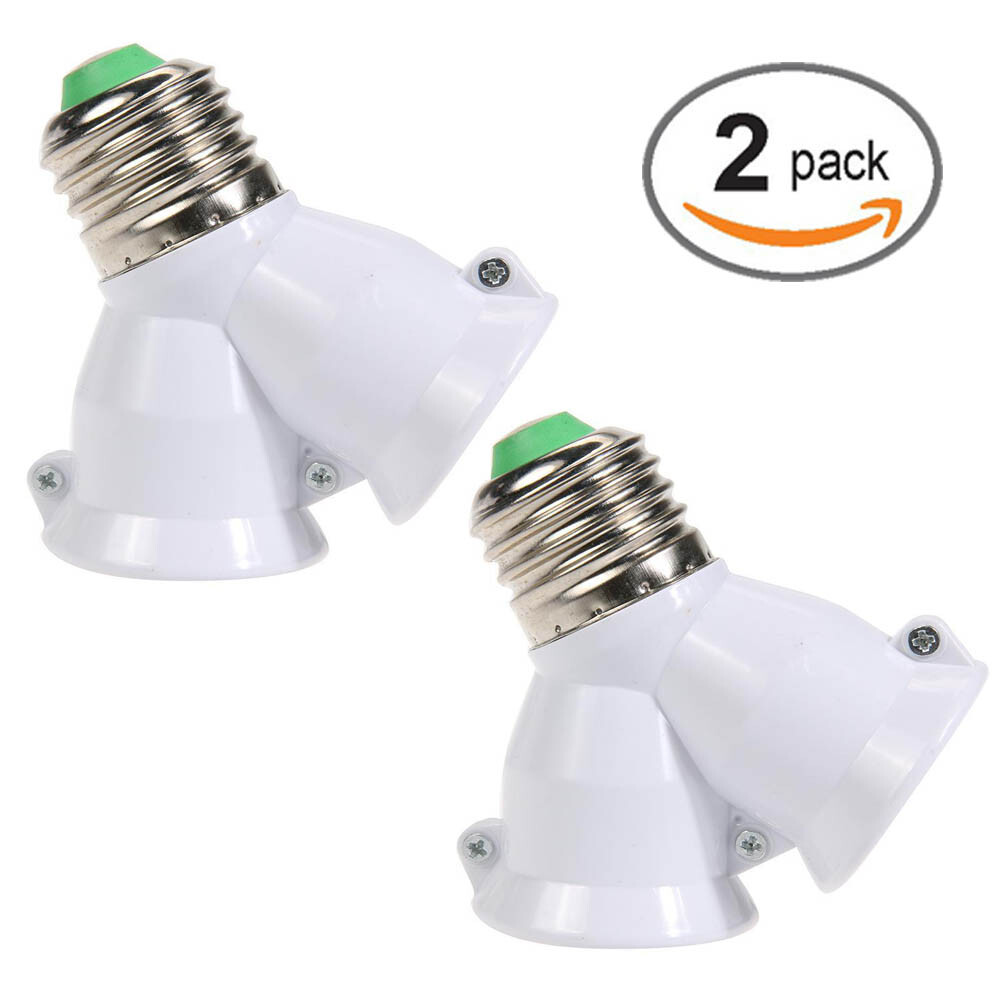 2 in 1 E27 Lamp Socket Splitter Adapter Light Double Y Bulb Base Stand Holder 2X