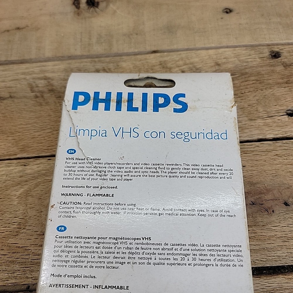 Philips VHS VCR Video Head Cleaner Wet System With Solution in Box