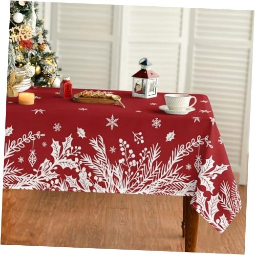 Christmas Tablecloth 60×120 Inch Rectangular, 60" x 120" (Rectangular) Red
