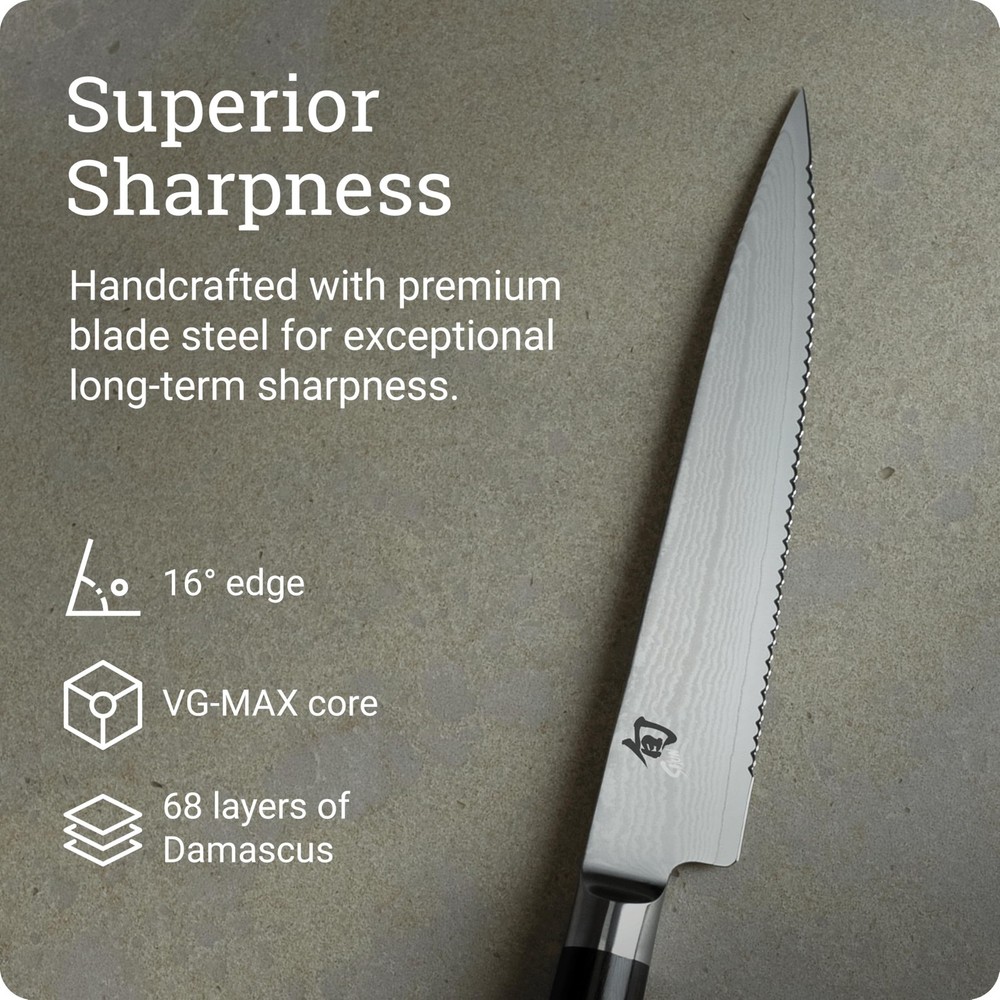 Slice Through Bread Effortlessly - Shun Classic 6 Serrated Utility Knife