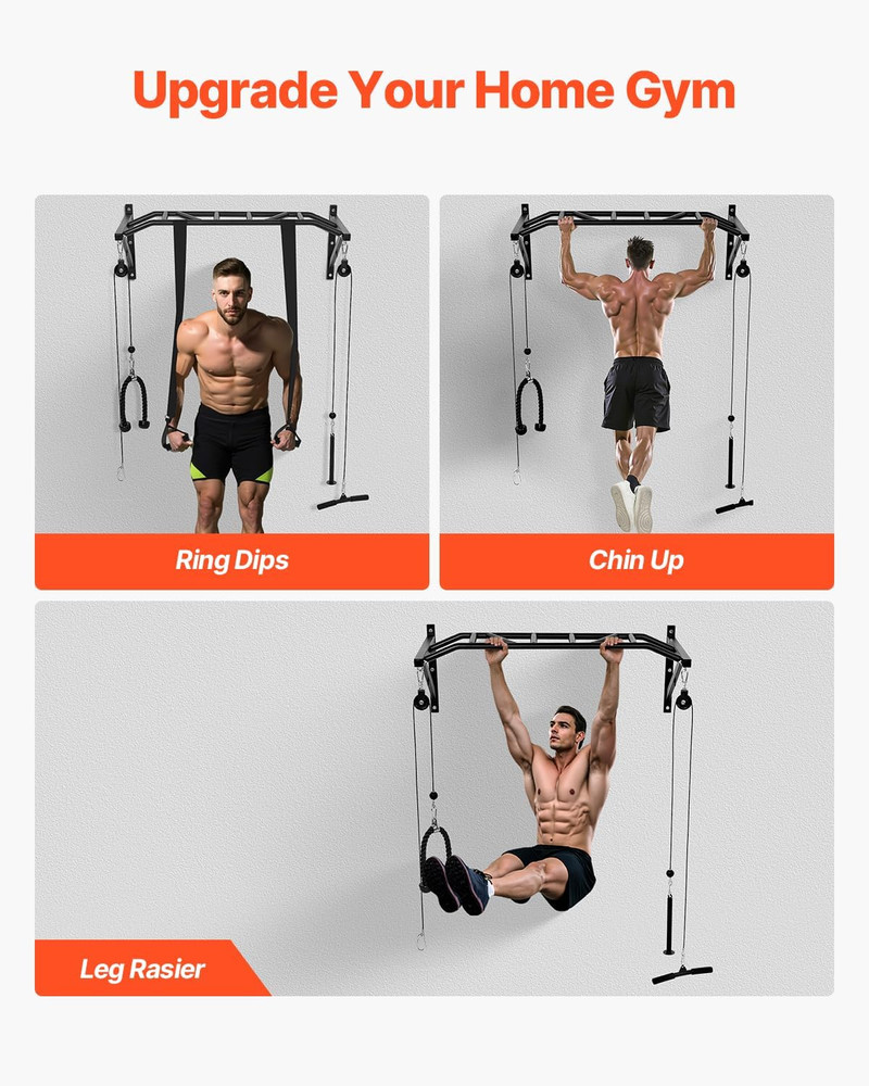 Pull up Bar, Multi-Grip Wall Mounted Pull Ups, 50 in Width Multifunctional Chin