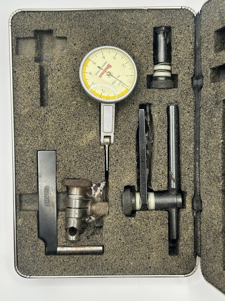 STARRETT #708-A DIAL TEST INDICATOR W/ATTACHMENTS, DOVE TAIL MOUNT,