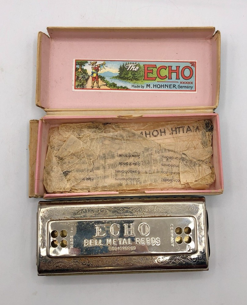 Vintage Hohner Echo Harp 54/64 Harmonica w/ Original Box /b
