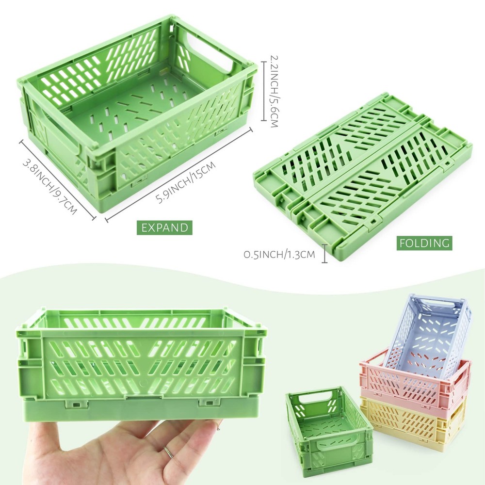 4 Pack Mini Plastic Baskets for Shelf Storage Organizing, Small Plastic Baske...