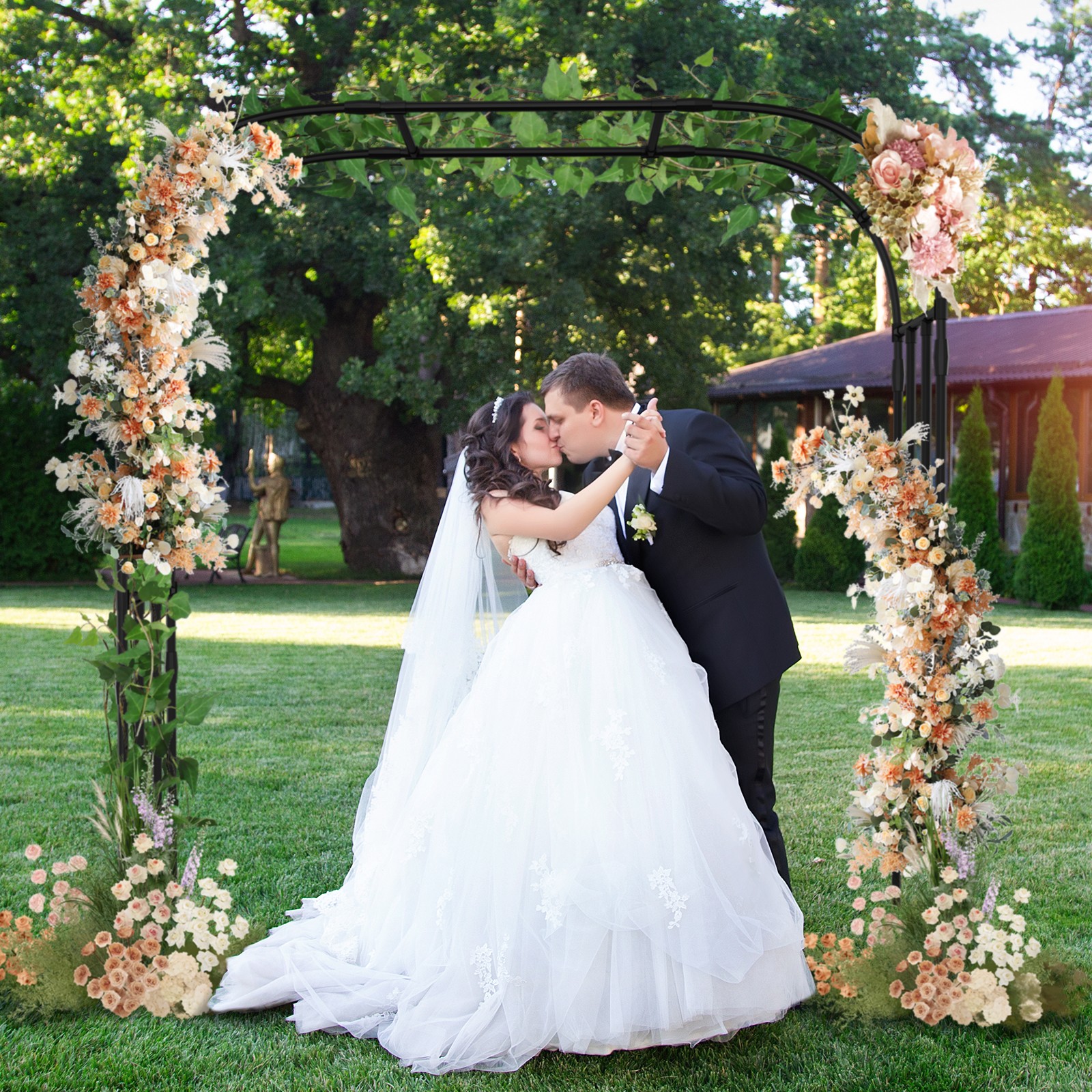 SUNYRISY Metal Garden Arch Trellis for Climbing Plants Garden Arbors and Arches