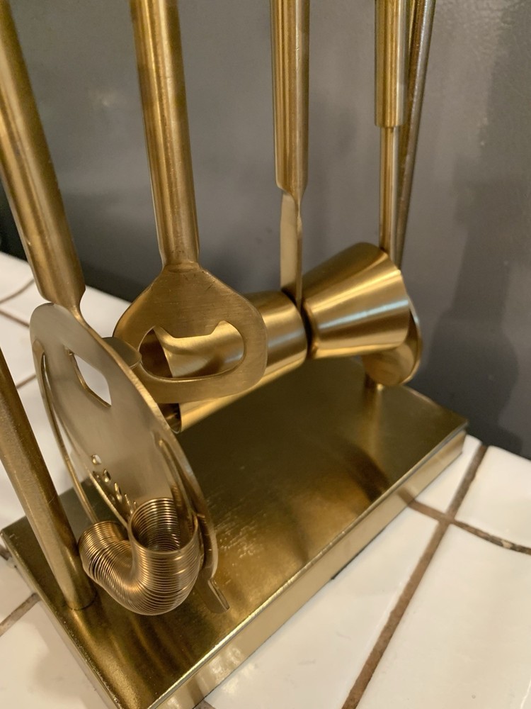 Metal Bar Tool Set with Stand Gold Bareware