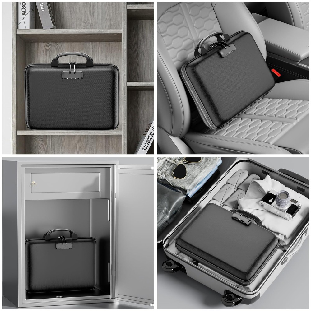 Fireproof File Organizer with Lock, Hard-Shell Case Fireproof Document Box wi...