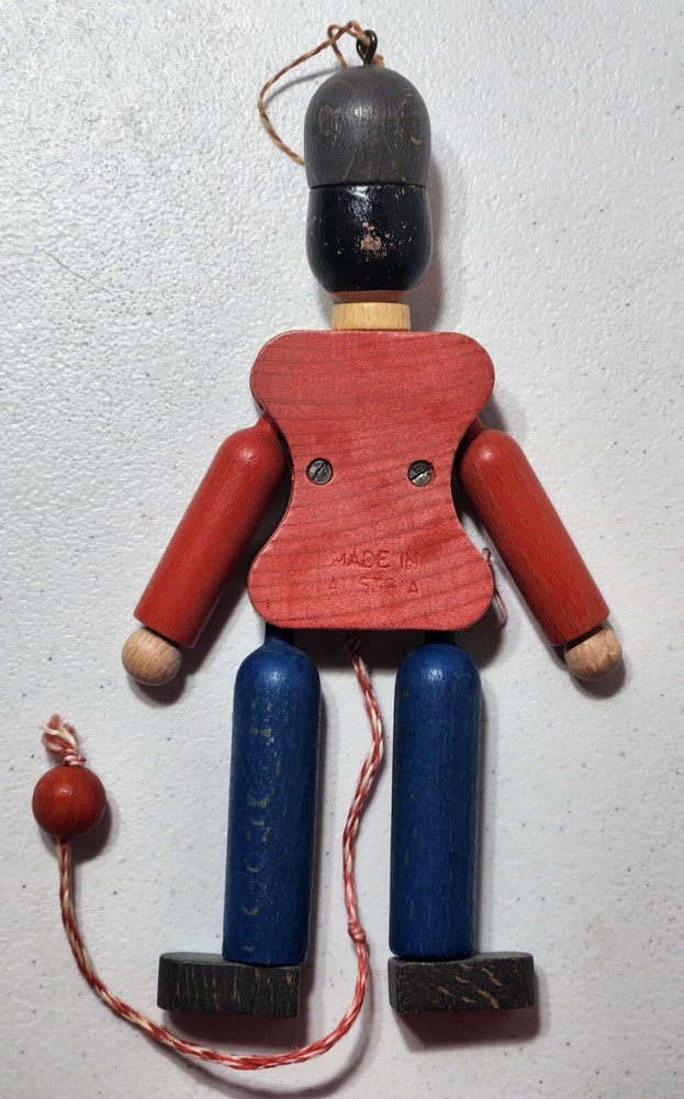 Vintage Pull String Wooden Toy Soldier