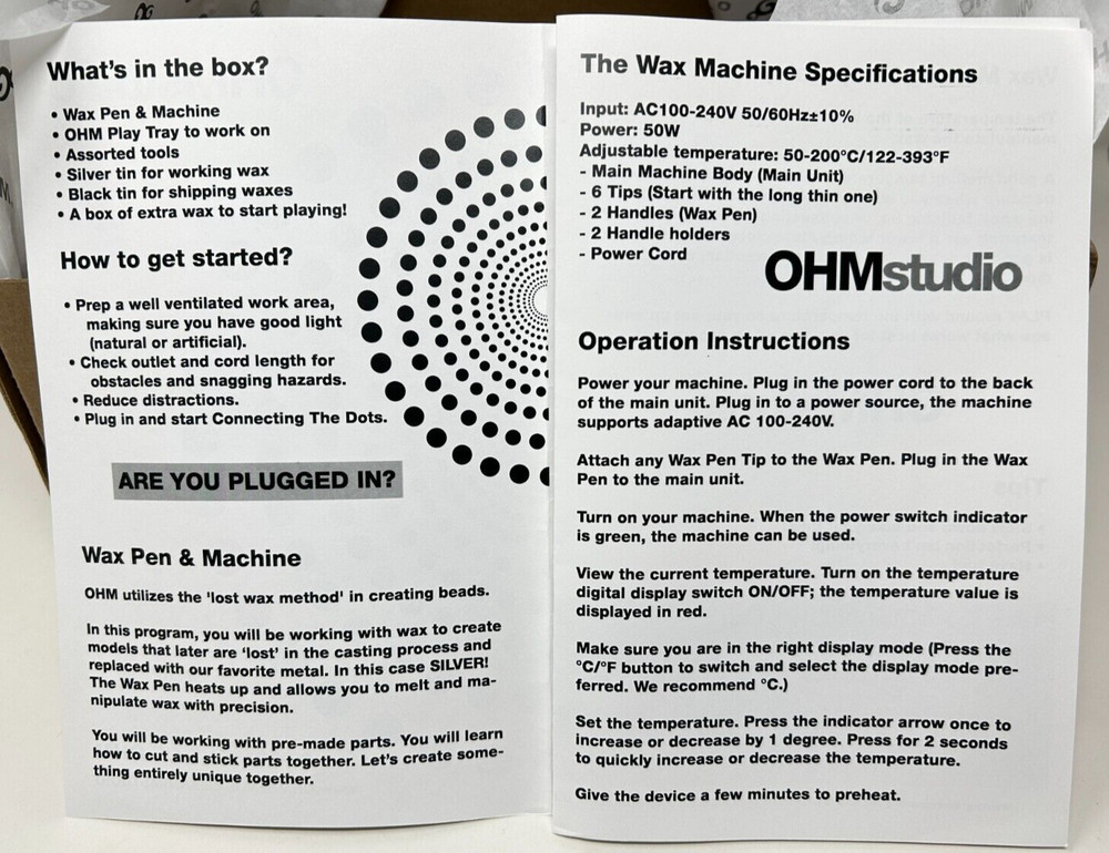 OHM Studio Starter Kit Wax Tool For Silver Bead-making