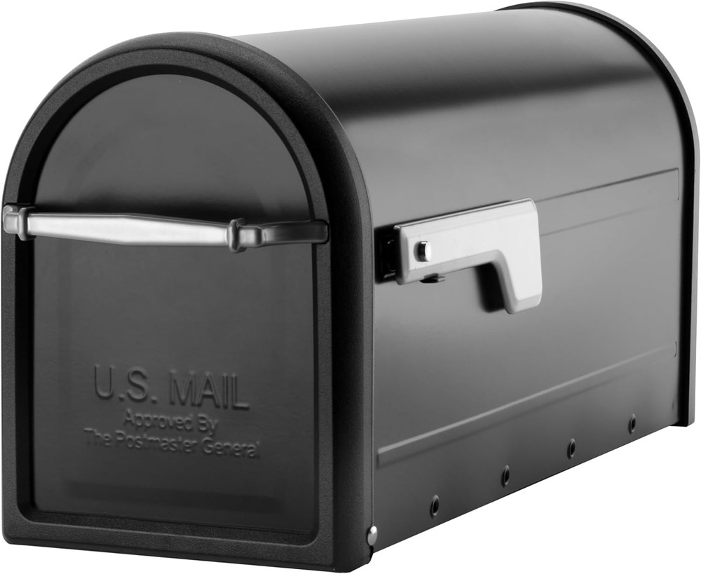 Chadwick Galvanized Steel Post Mount Mailbox, 8950B-10, Black, Medium Capacity