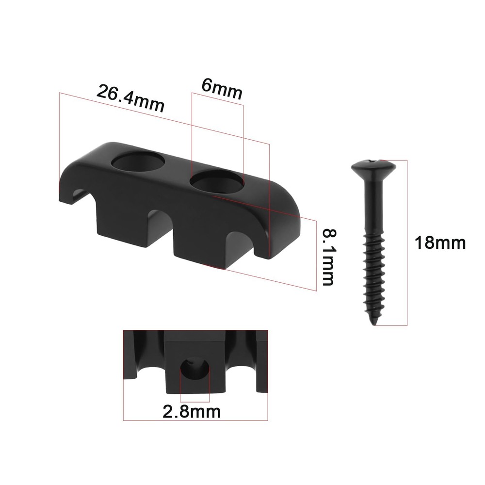 Micro Traders 2pcs Electroplated Black Bass Head Retainer 3-String Retainer...