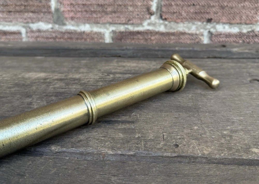 Antique 16” Solid Brass Fire Place Smoking Pump Fireside Accessory Vintage Tool