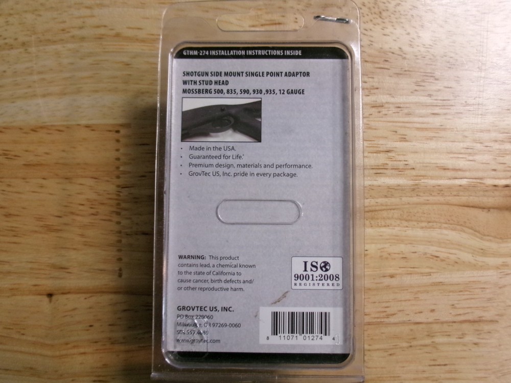 Grovtec Shotgun Side Mount Single Point Adaptor w/Stud Head - Mossberg