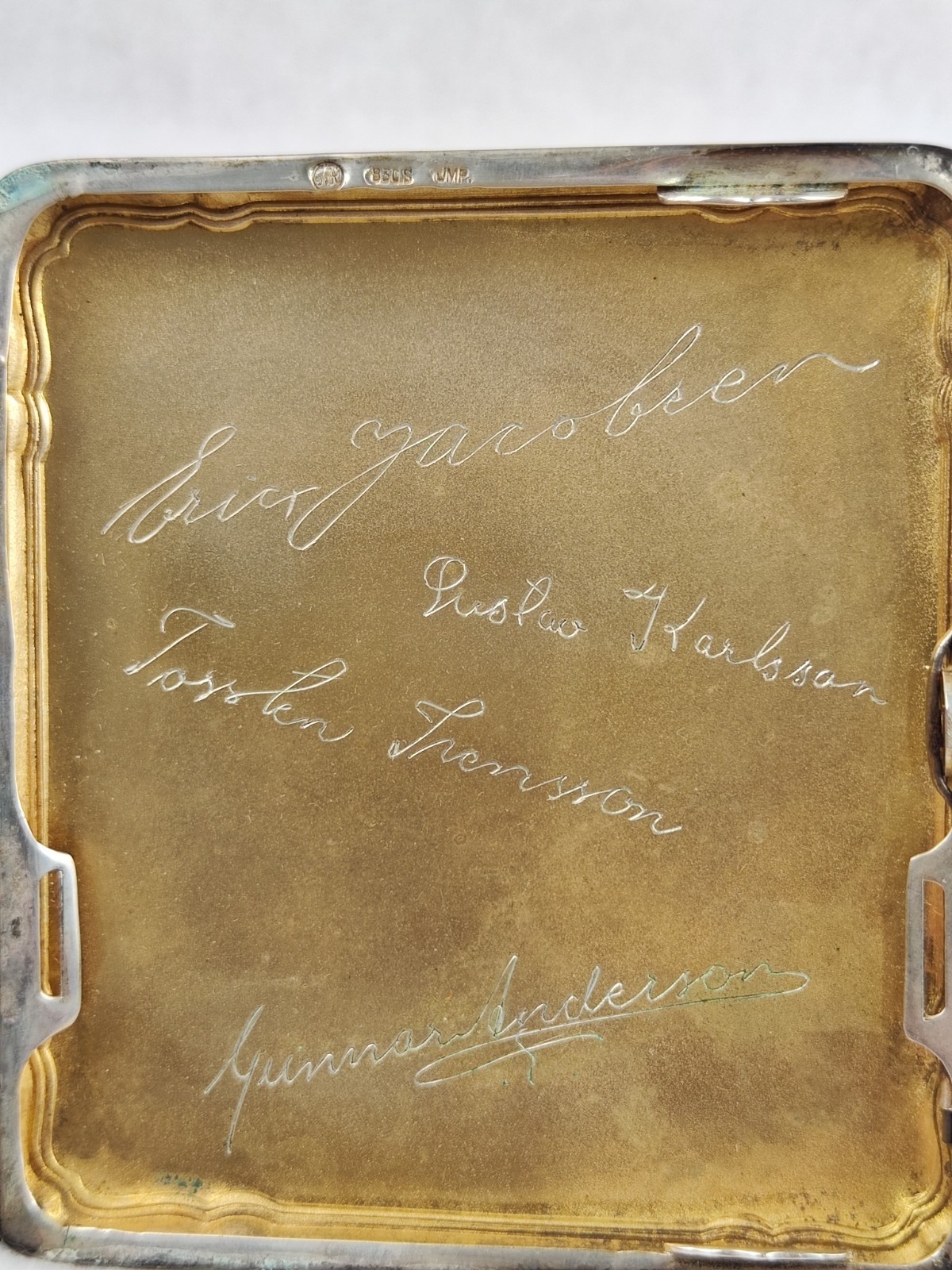 A Swedish silver cigarette case of 830 fineness, Scandinavia,1933. Rare!