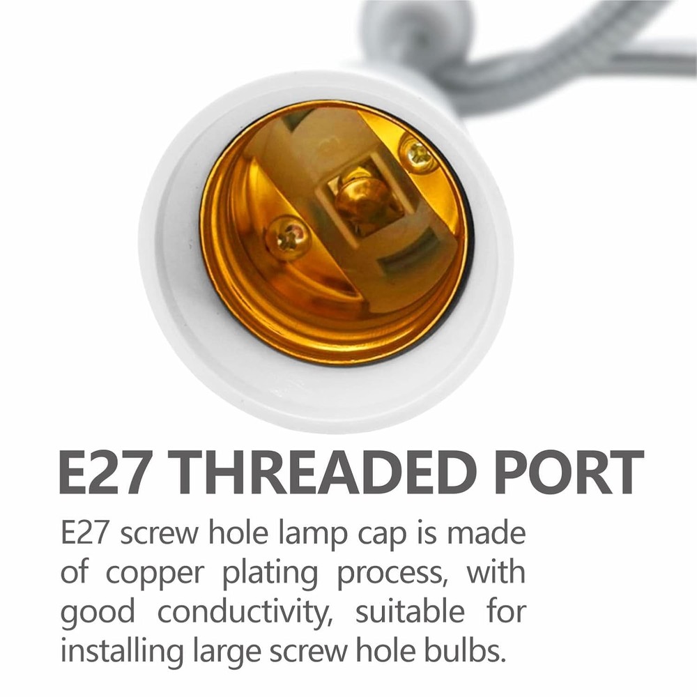 E26/E27 Light Socket Extender Adapter, 24 inches/60 cm Adjustable white