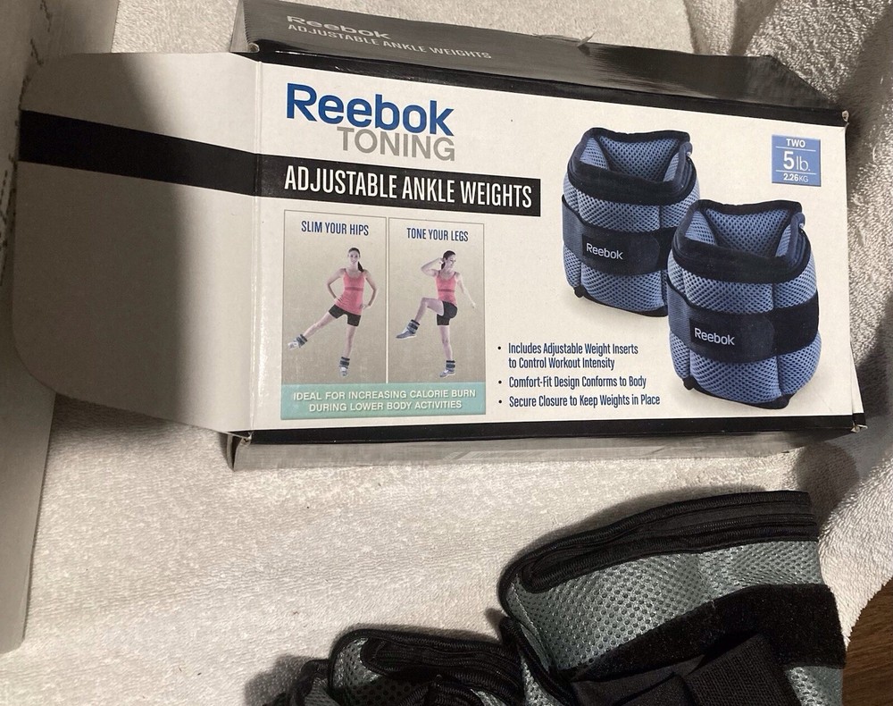 Reebok Toning Adjustable Ankle Weights, Two Weights, Adjustable 1.25-5 Pounds