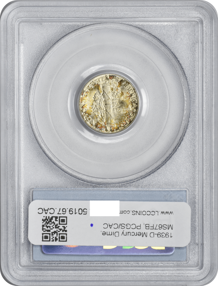 1939-D Mercury Silver Dime MS67FB PCGS (CAC)