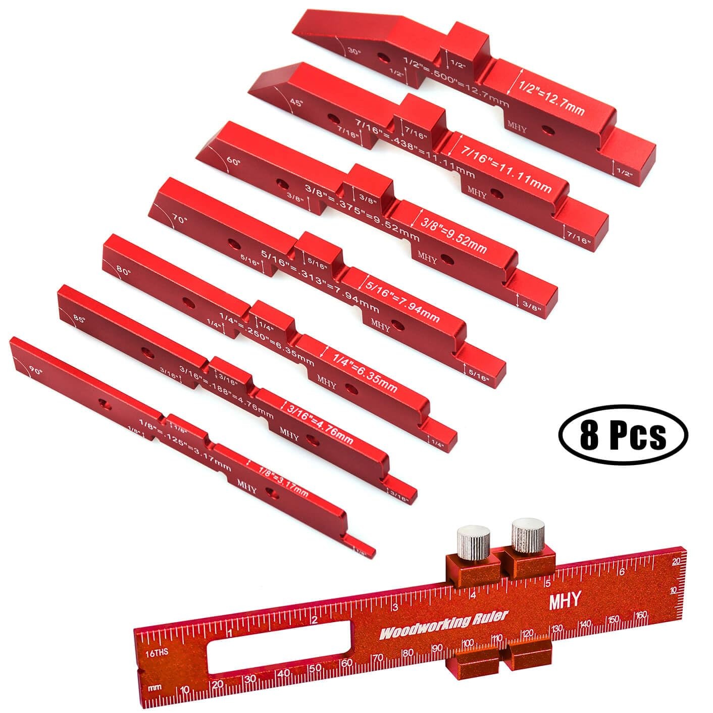 Precision Router Table Setup Blocks - 8PCs Aircraft Aluminum Height/Depth/Ang...