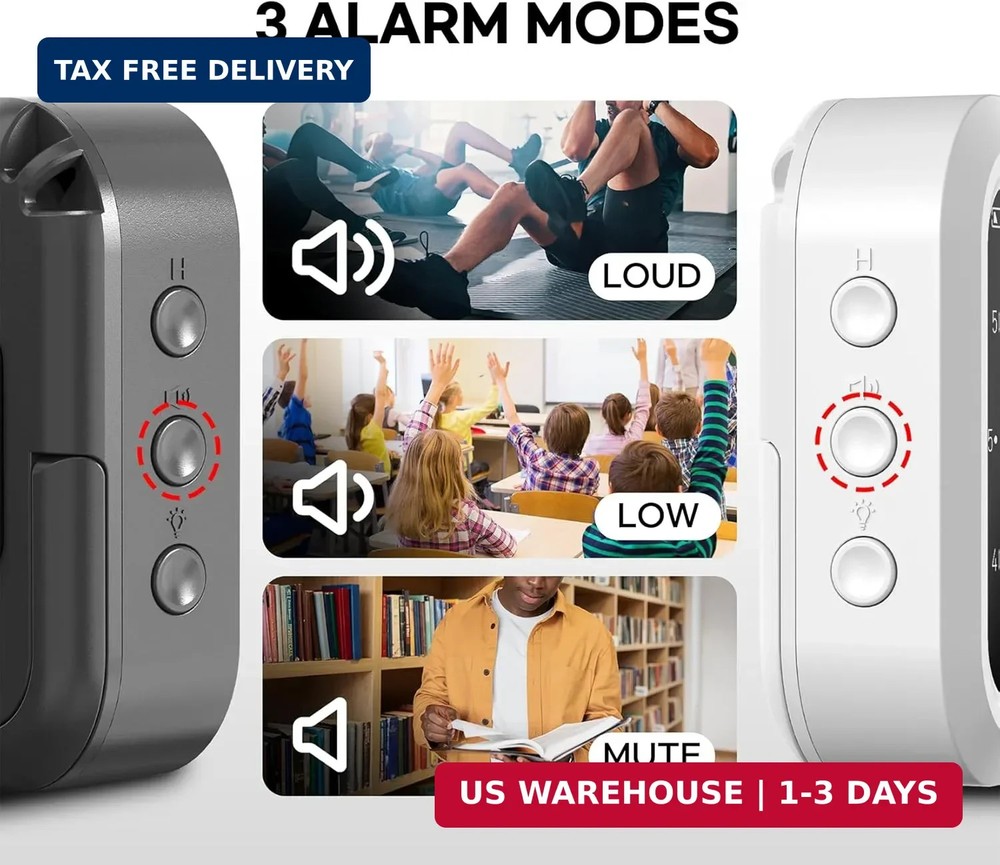 Visual Digital Timer, Large Color Display & Rechargeable, Magnetic Back & Silent