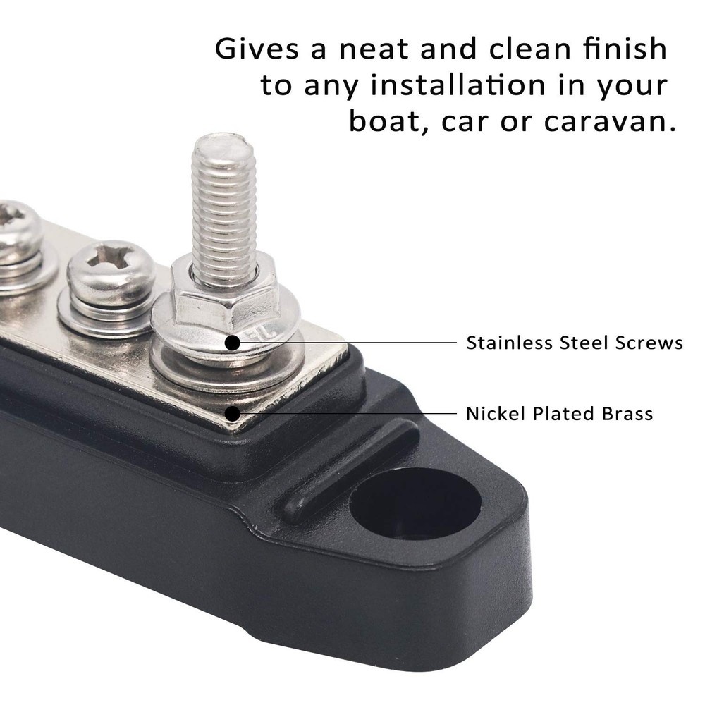 Red & Black Power Distribution Block with 4 Contacts for Safe Wiring Solutions