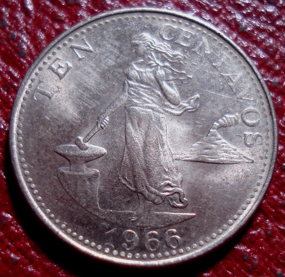 1966 PHILIPPINES 10 CENTAVOS IN AU CONDITION
