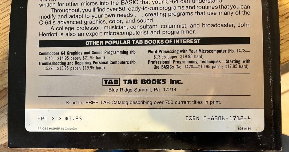 Using and Programming the Commodore 64 Book John Herriott Vintage Computer