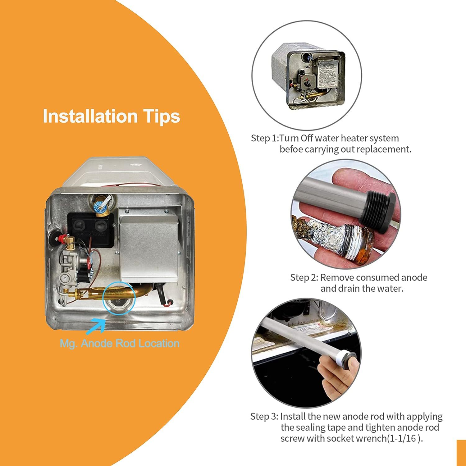 2 Magnesium RV Water Heater Anode Rod Replacement Suburban Camper Hot Trailer