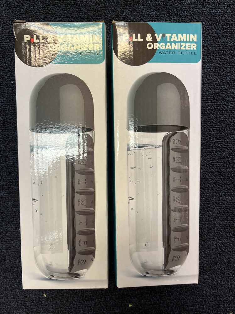 PILL & VITAMIN ORGANIZER WATER BOTTLE 4 PACK!