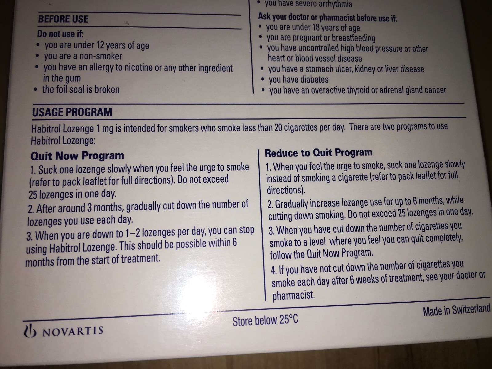 Habitrol Nicotine Lozenge 1mg MINT Flavor Lozenges 216 Pieces Sugar Free 5/24