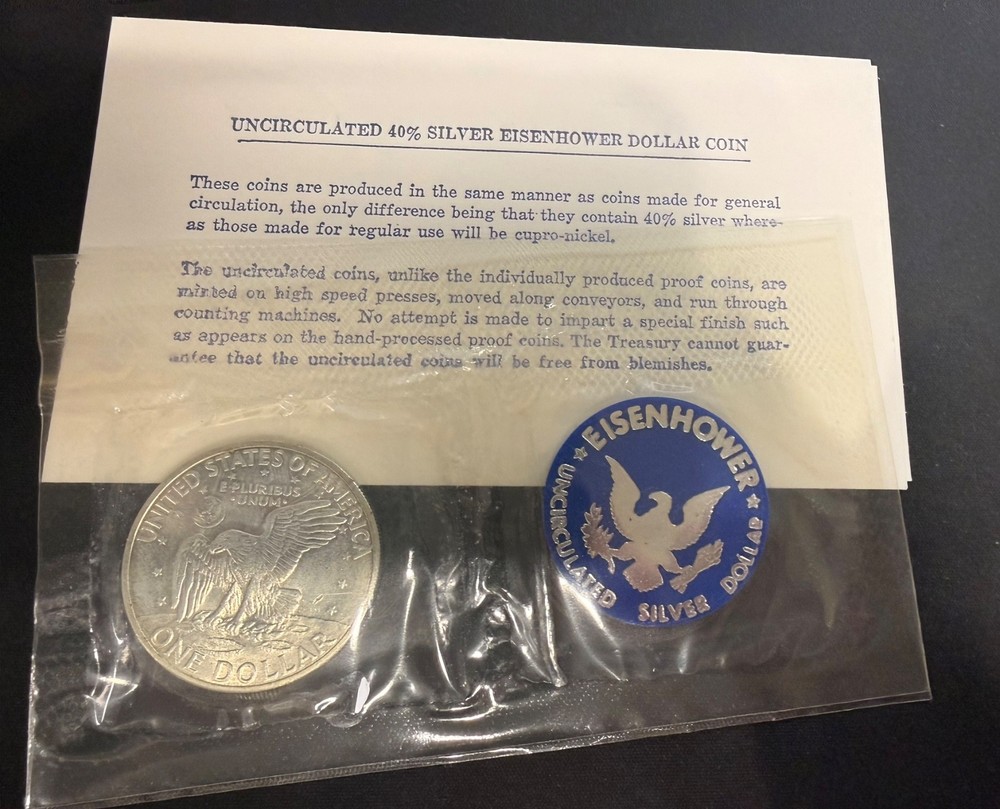 1971-S Eisenhower Silver Dollar 40% Uncirculated OGP Blue Envelope US Mint