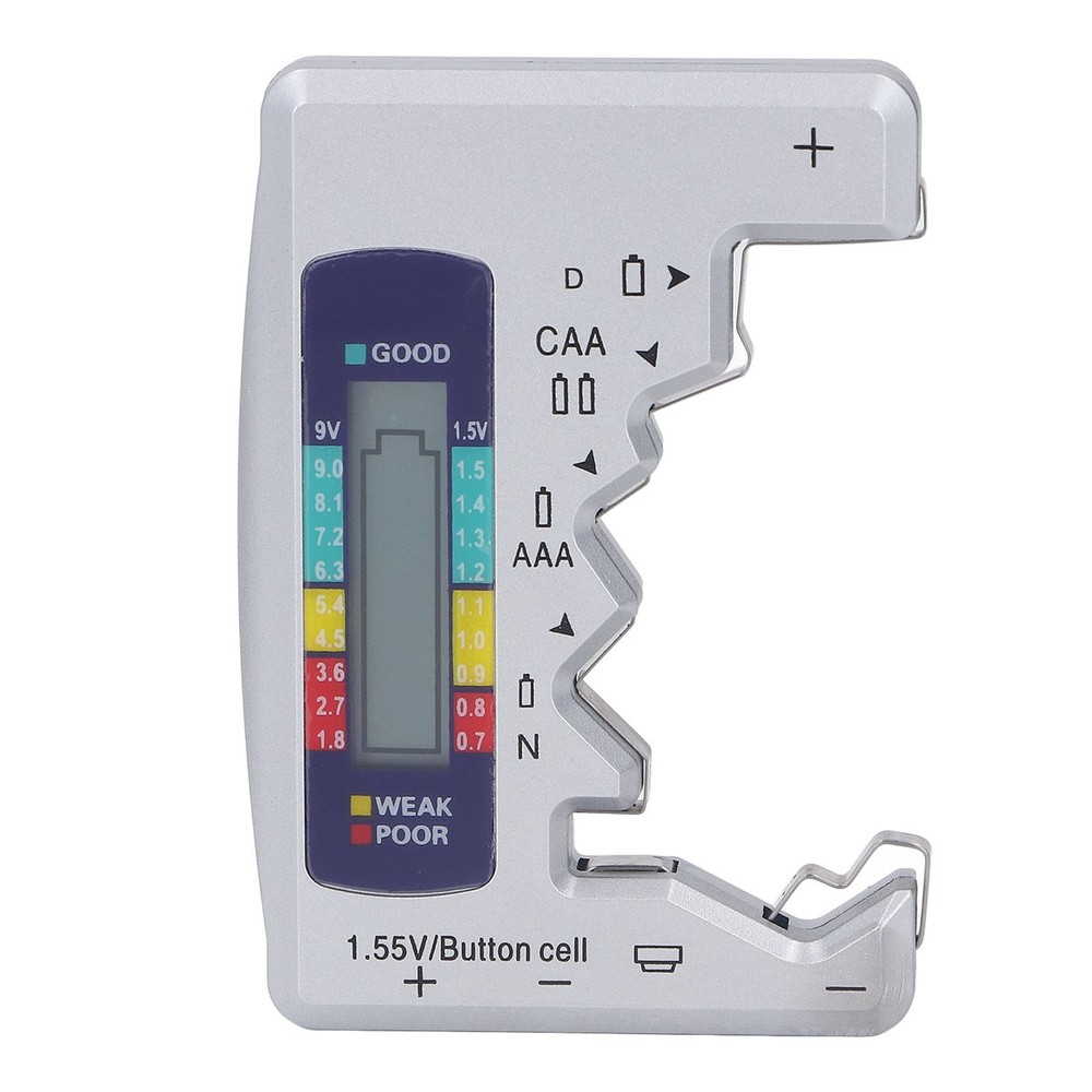 Digital Battery Tester LCD Screen Button Cell Battery Checker Silver