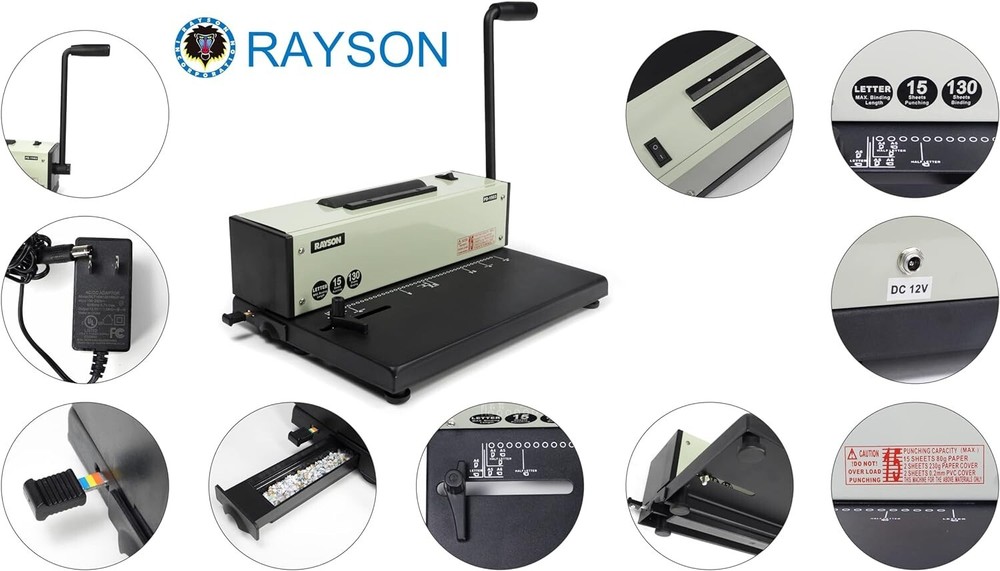 Rayson PD-1503 Coil Binding Machine 4:1 Binder with Electric Coil Inserter