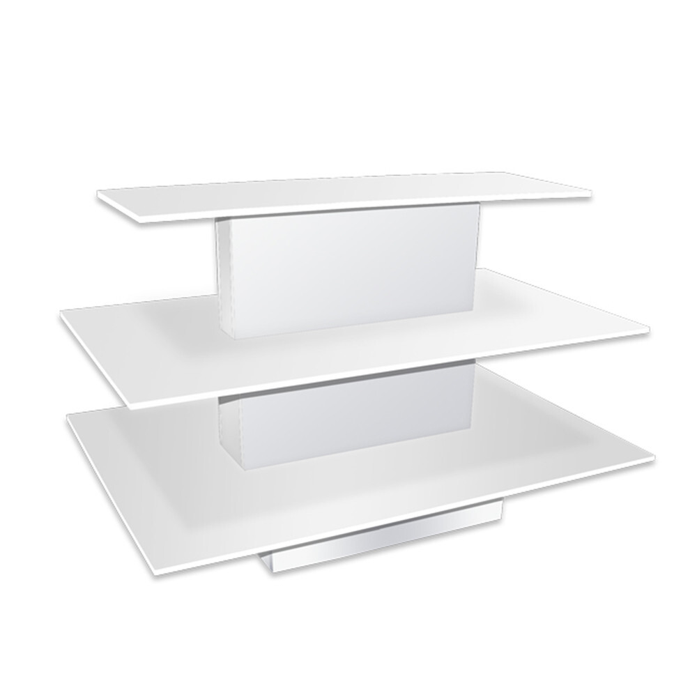 3 Display Level Standing Shelf Unit Waterfall Table Display 60"x42"x39" | WHITE
