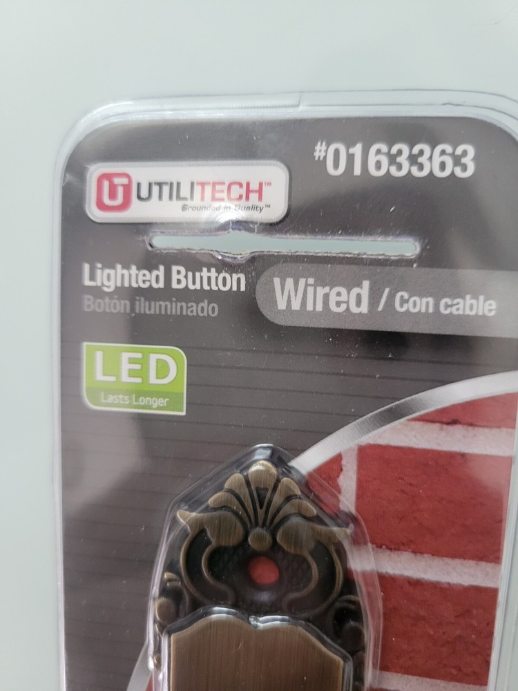 Utilitech Wired Antique Brass Finish LED Lighted Doorbell Button Model 0163363