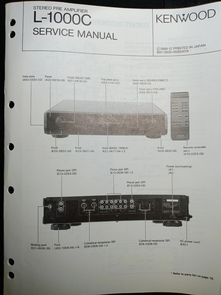 KENWOOD L-1000C Pre-Amplifier Service Manual Original HSQ