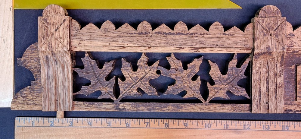 Antique Real Oak Wood Rectangular Dresser Topper Header