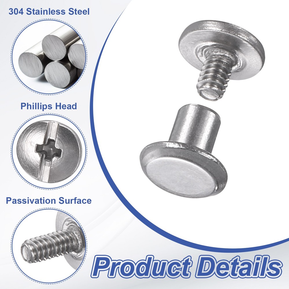 40set Phillips Chicago Screw M2x4mm Binding Post Screw, Silver