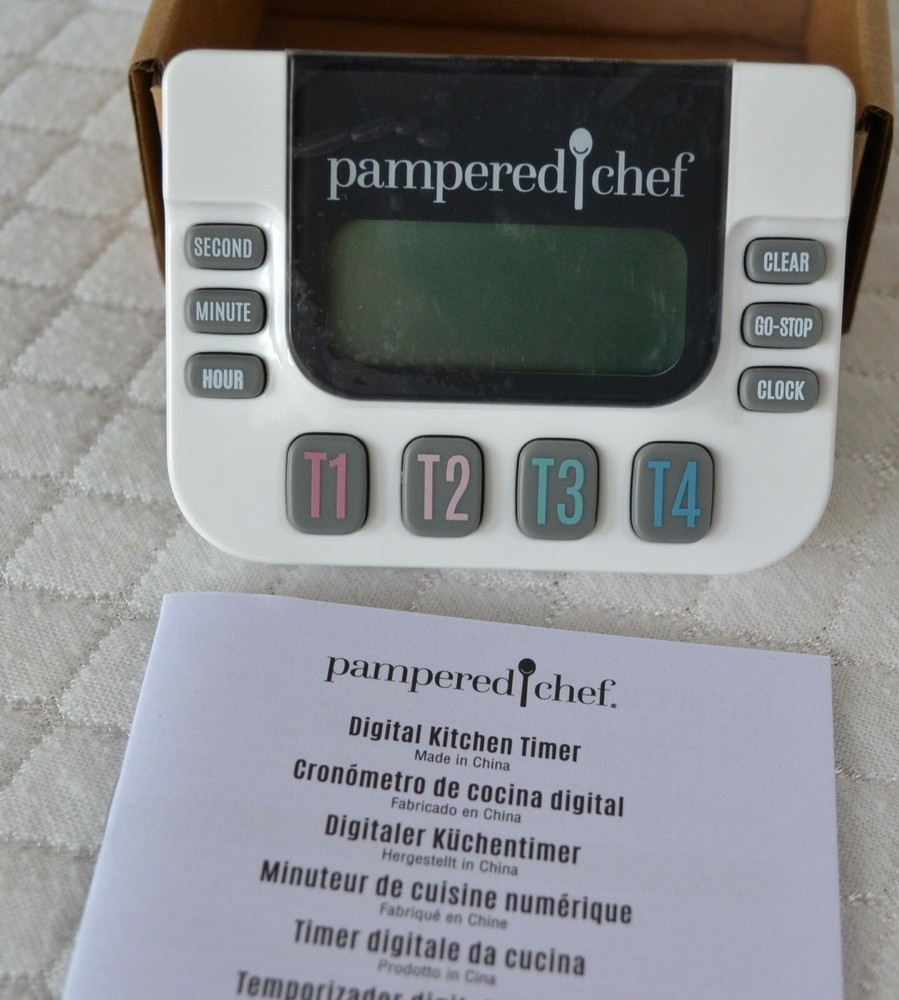 Pampered Chef  ~NEW~ DIGITAL TIMER & CLOCK - 4 Way w/Unique Beeps - Wearable
