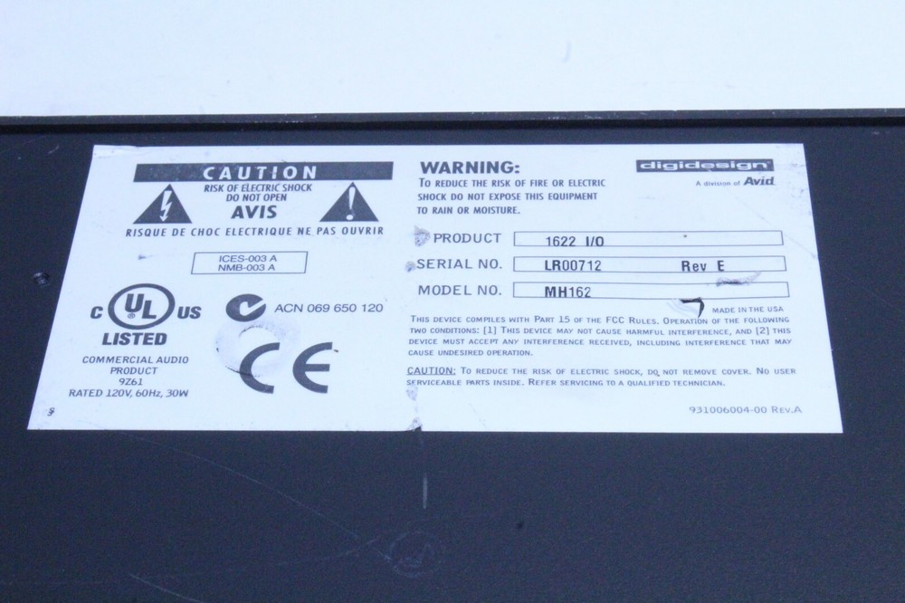 Digidesign 1622 I/O Audio Interface In Great Working Order