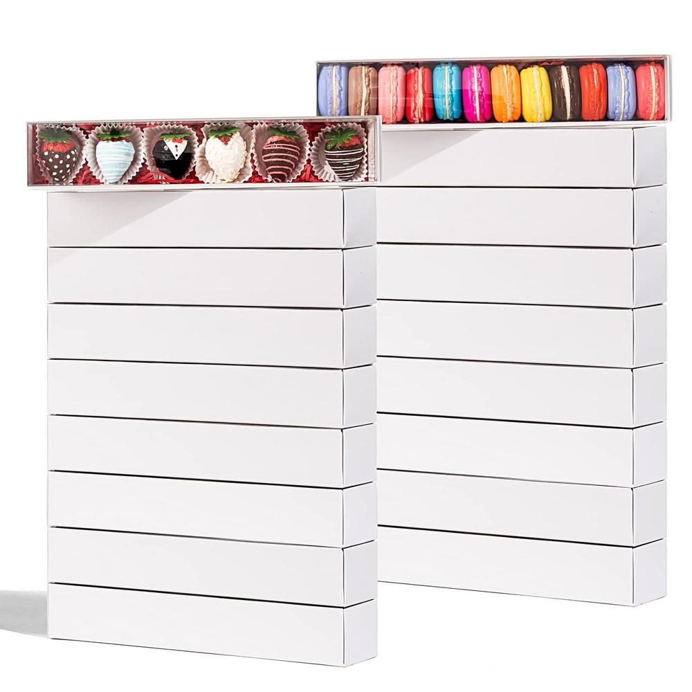 50 Pack Long Strawberry Boxes Macaron boxes Truffle Boxes Cocoa Bombs Boxes C...