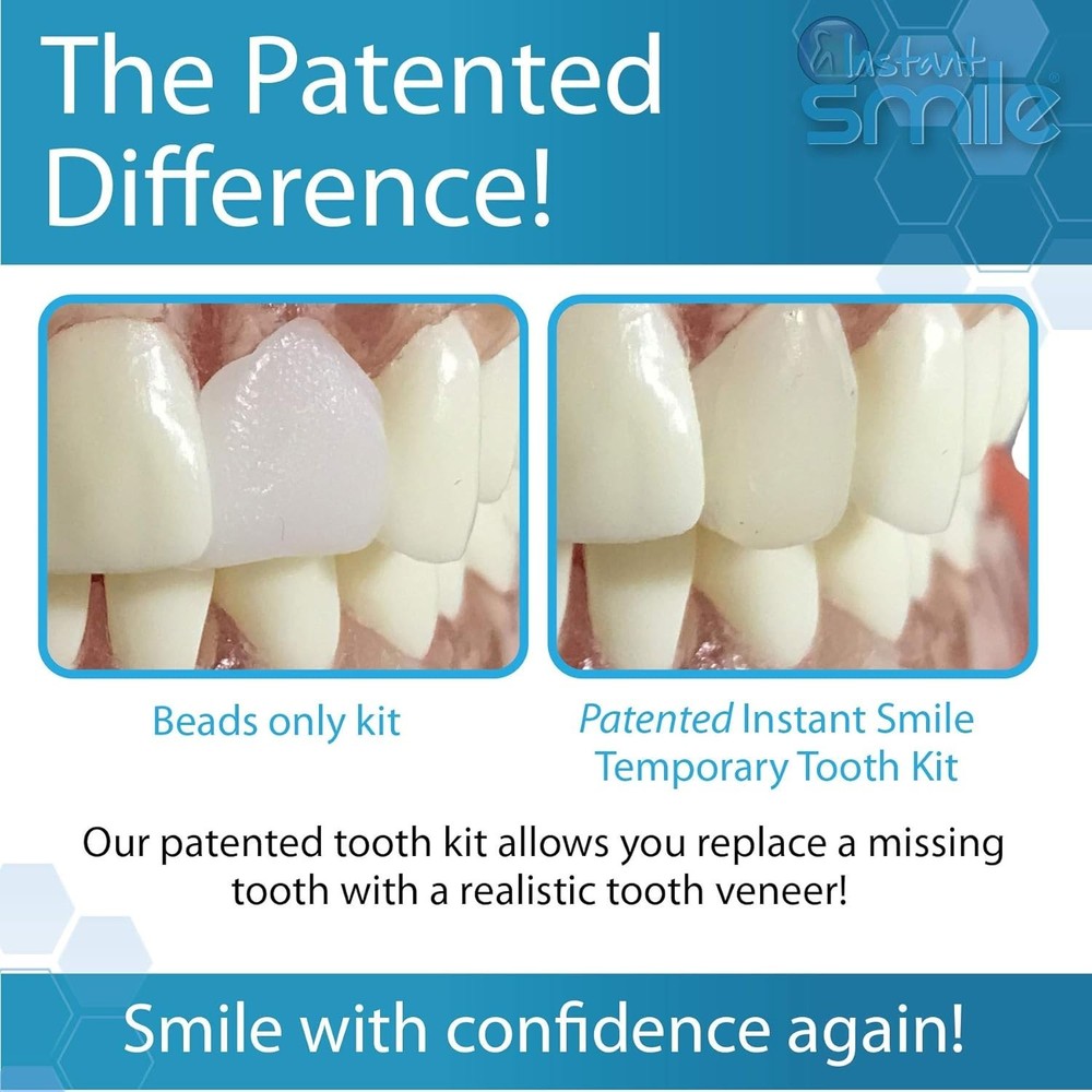 Natural Look Temporary Tooth Replacement Kit - Fit and Style for Missing Teeth