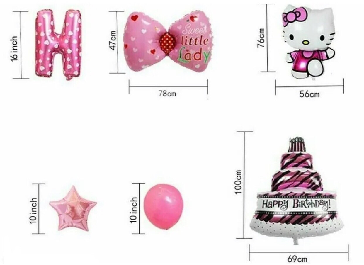 Hello Kitty Birthday Party Decorations Balloon Banner Cake Toppers Set US Seller