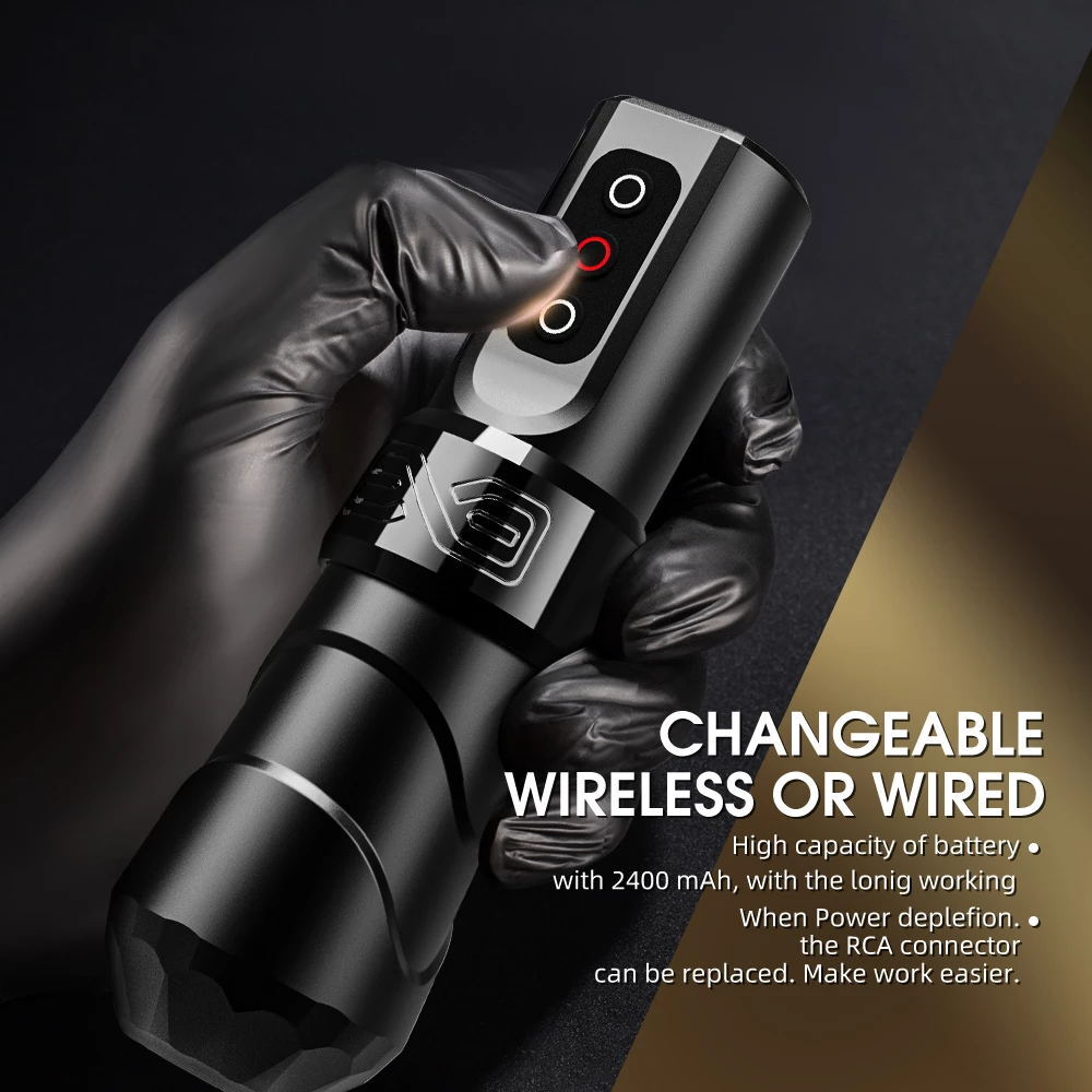 Wireless Tattoo Machine Pen Rotary Coreless Motor 2400mAh Battery LED Display