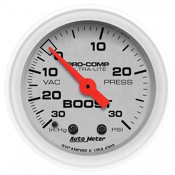 Autometer Mech. 52mm Boost Gauge with Silver Face - Universal