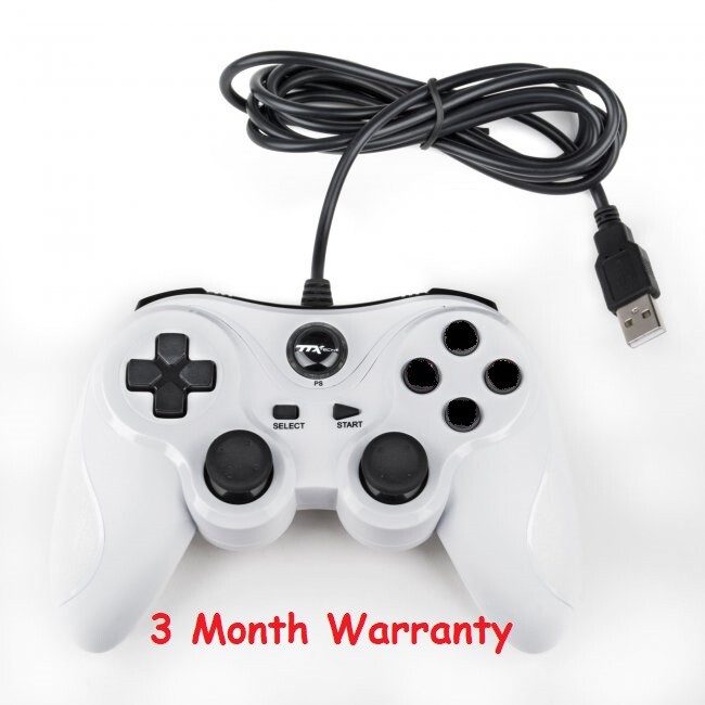 TTX Tech PC and PlayStation 3 PS3 USB Wired Controller WHITE Brand New