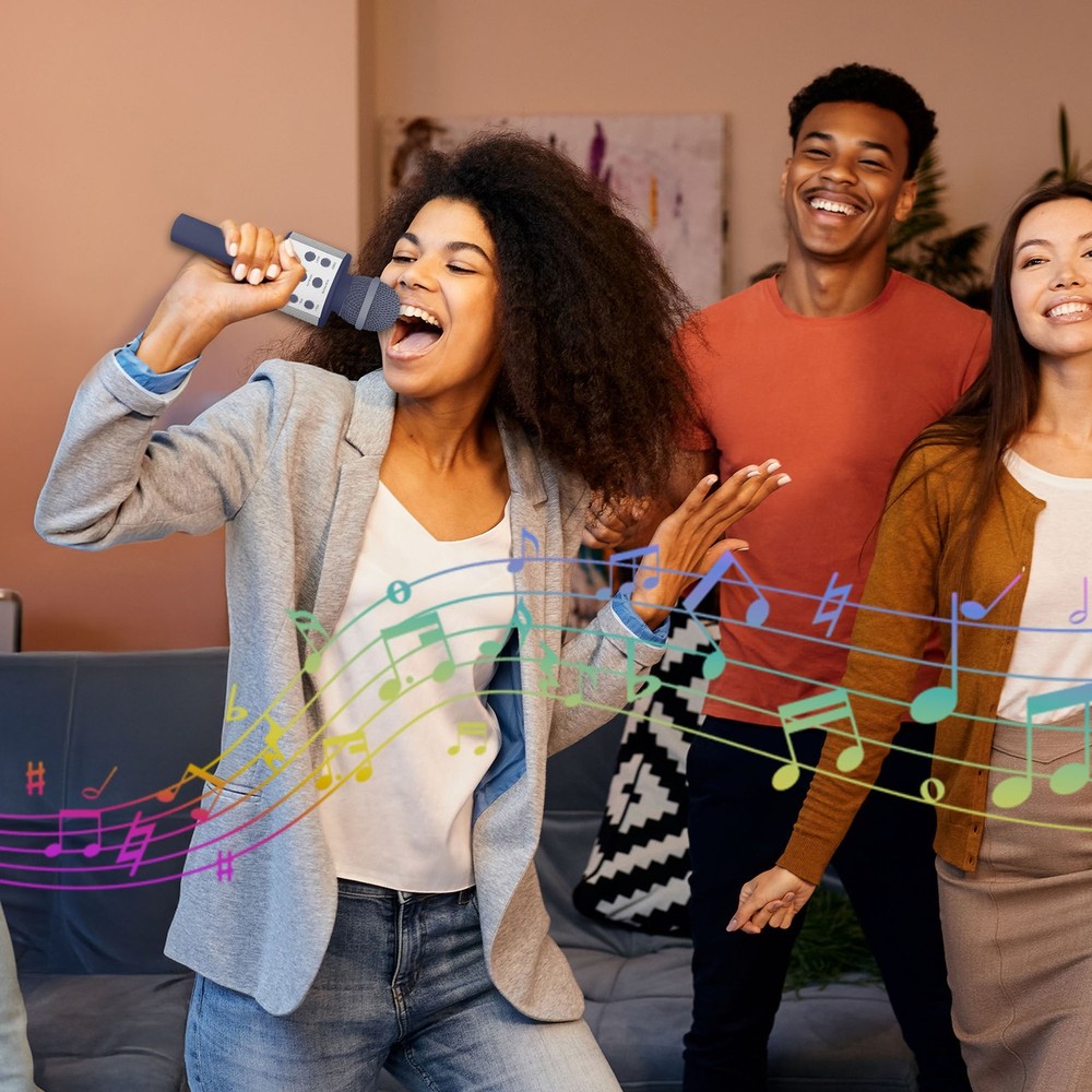 Laser Karaoke Microphone Future Dusk Bluetooth Speaker Portable