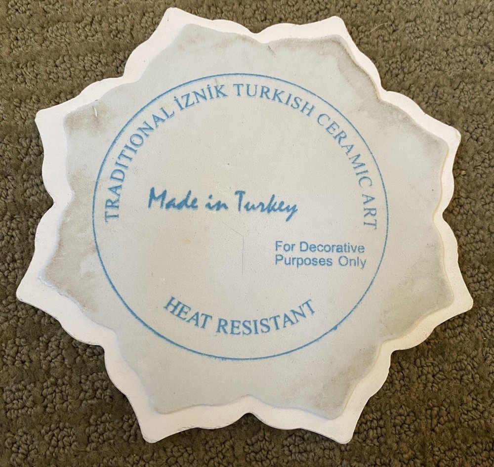 Traditional Turkish Art Ceramic Clay 7” Trivet Tile