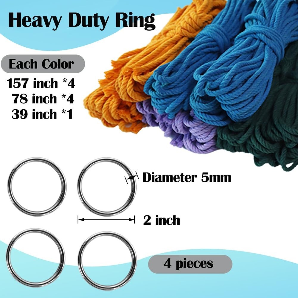 Macrame Plant Hanger Kit with Instruction Book Tutorials Metal Rings 4mm Macr...