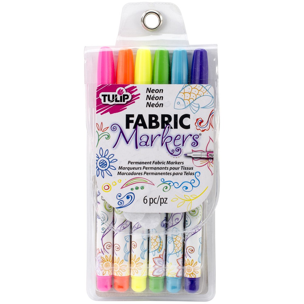 Tulip Permanent Fabric Markers 6/Pkg-Neon