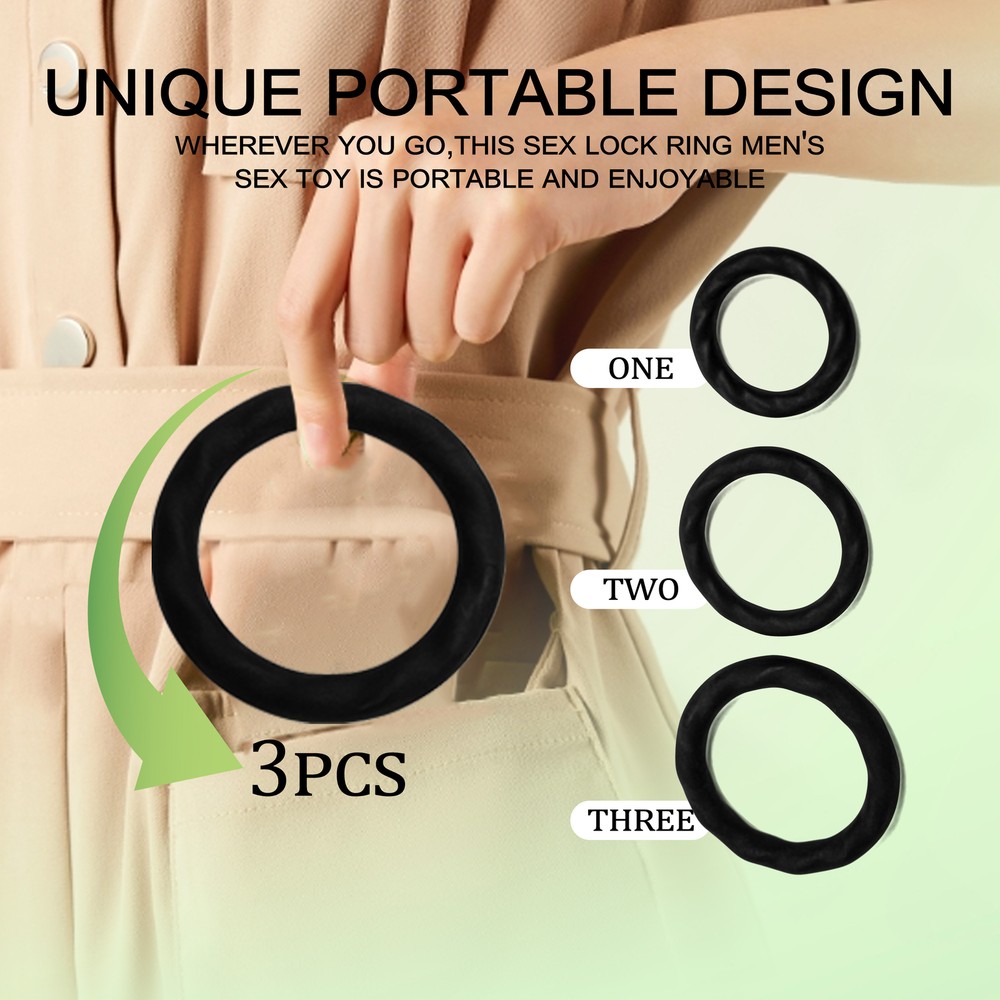 3PCS Penis Cock Ring Super Soft Stretchy Silicone Stay Hard Delayed Ejaculation